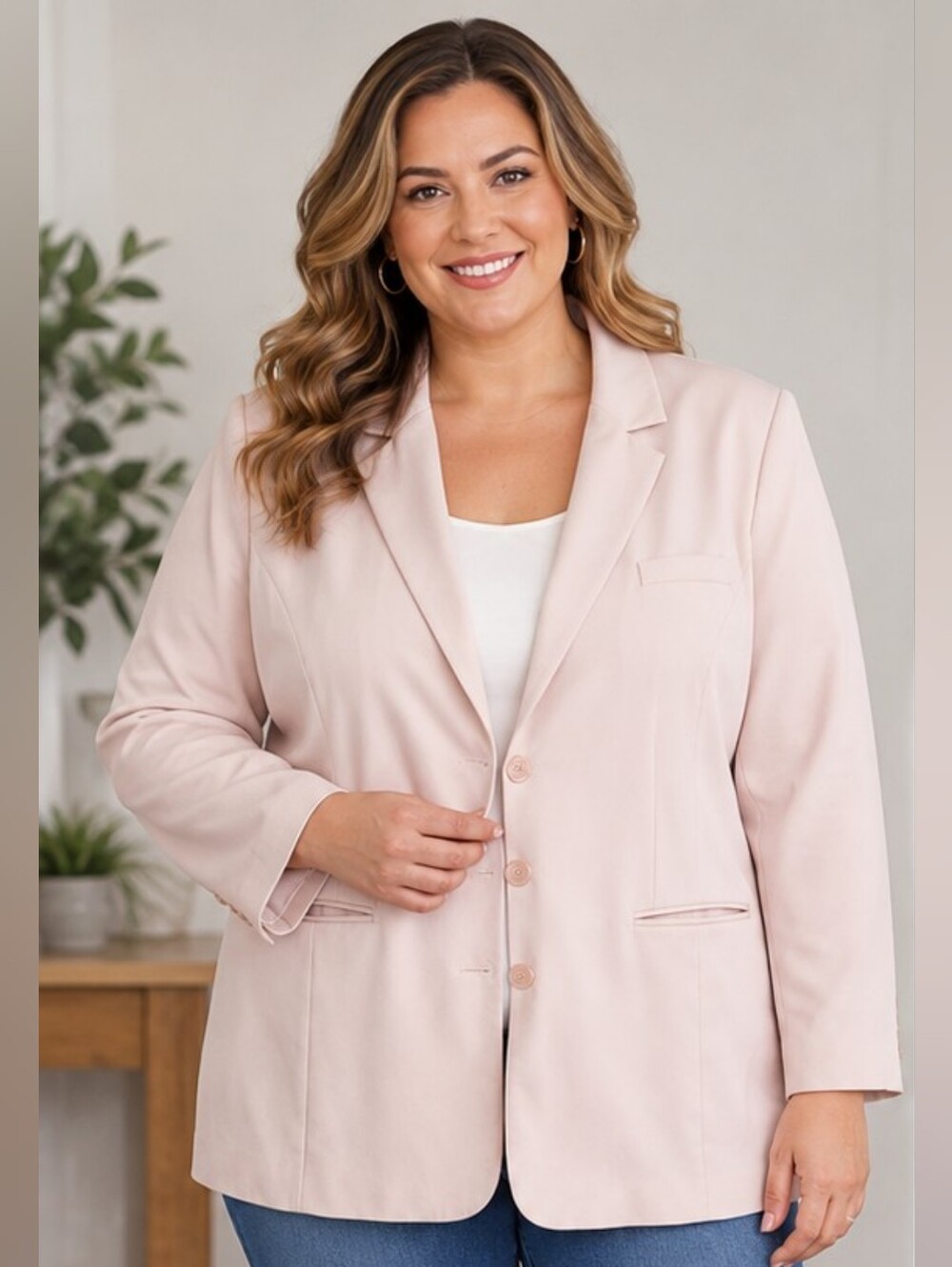JESSICA LONDON | Blush Pink Blazer Size 24W Plus Size Career Jacket